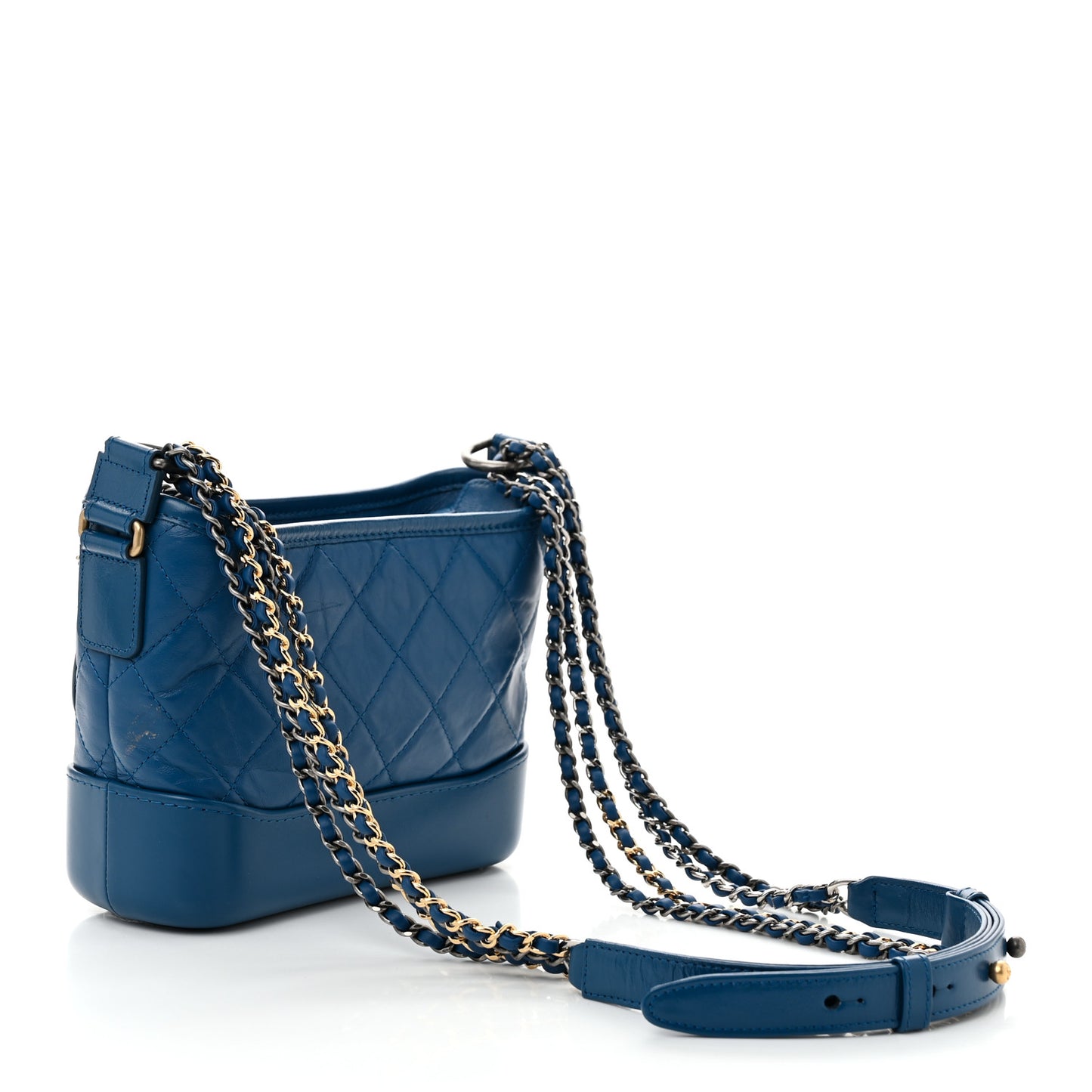Aged Calfskin Quilted Small Gabrielle Hobo Blue