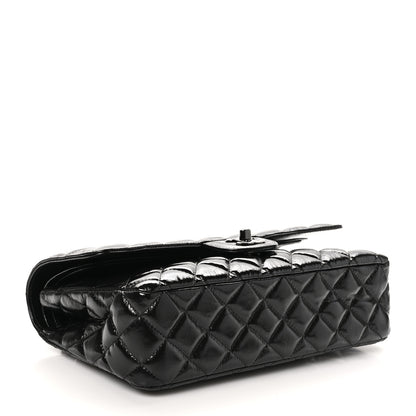Chanel Shiny Crumpled Calfskin Quilted Medium Double Flap So Black 4 of 11