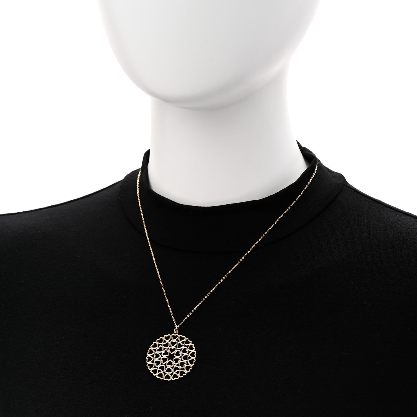 18K Yellow White Rose Gold Paloma Picasso Crown of Hearts Medallion Pendant Necklace