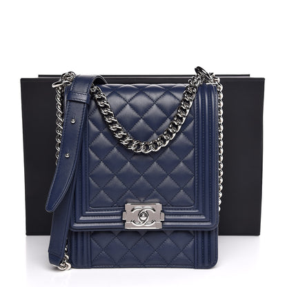 Chanel Calfskin Quilted North South Boy Flap Navy 8 of 8