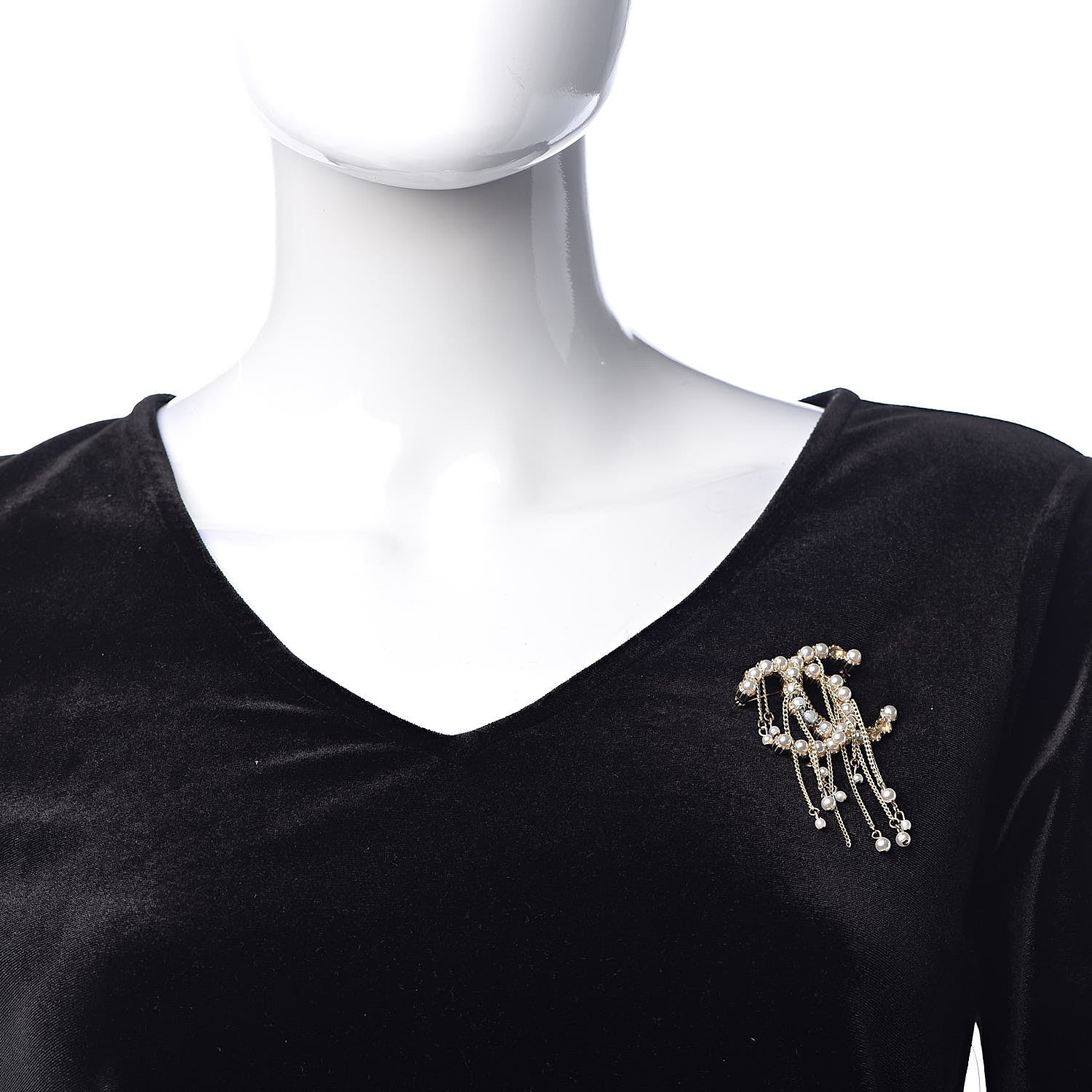 Chanel Pearl CC Dangle Brooch Gold 2 of 9
