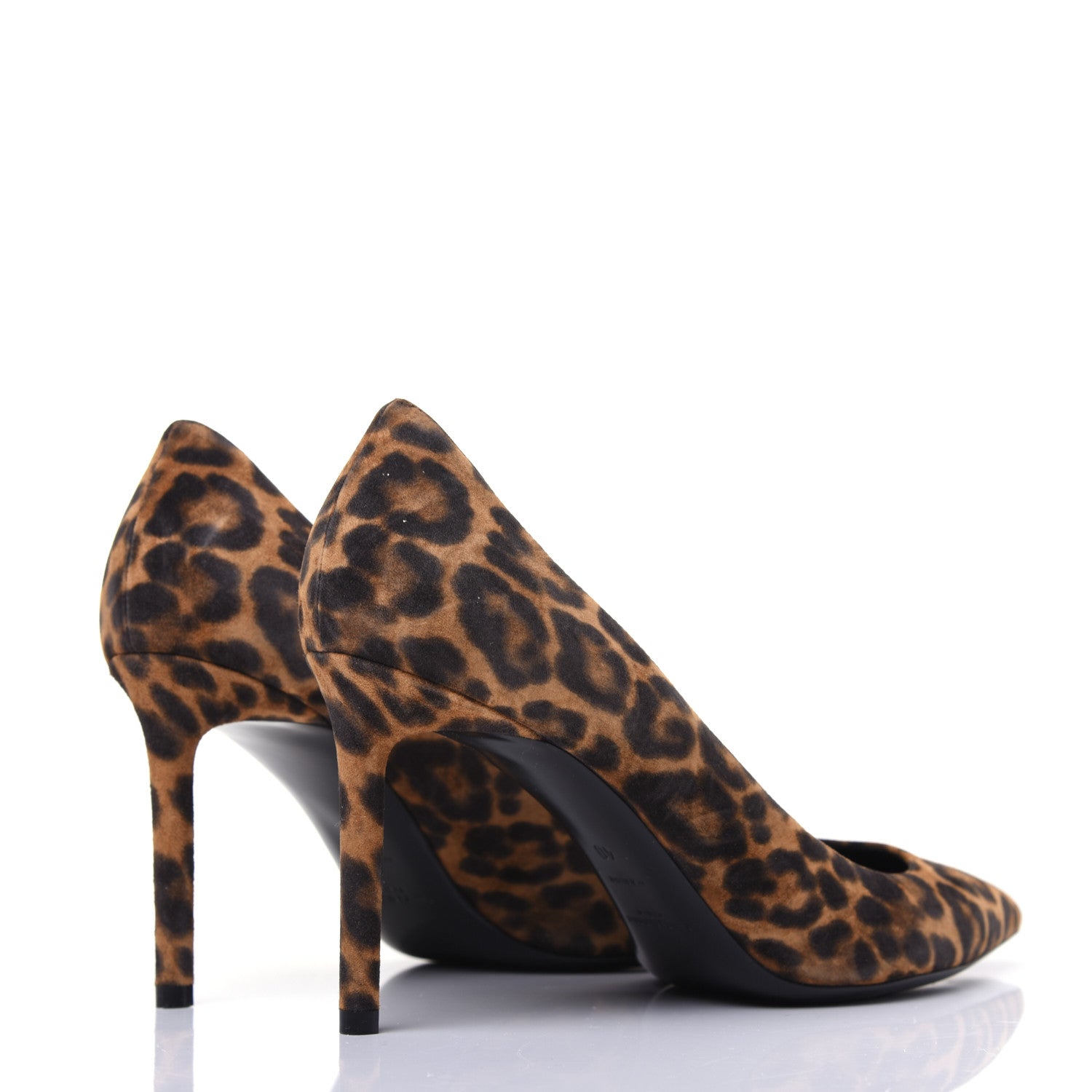 Saint Laurent Suede Leopard Printed Anja Pumps 40 Natural Coffee 4 of 13