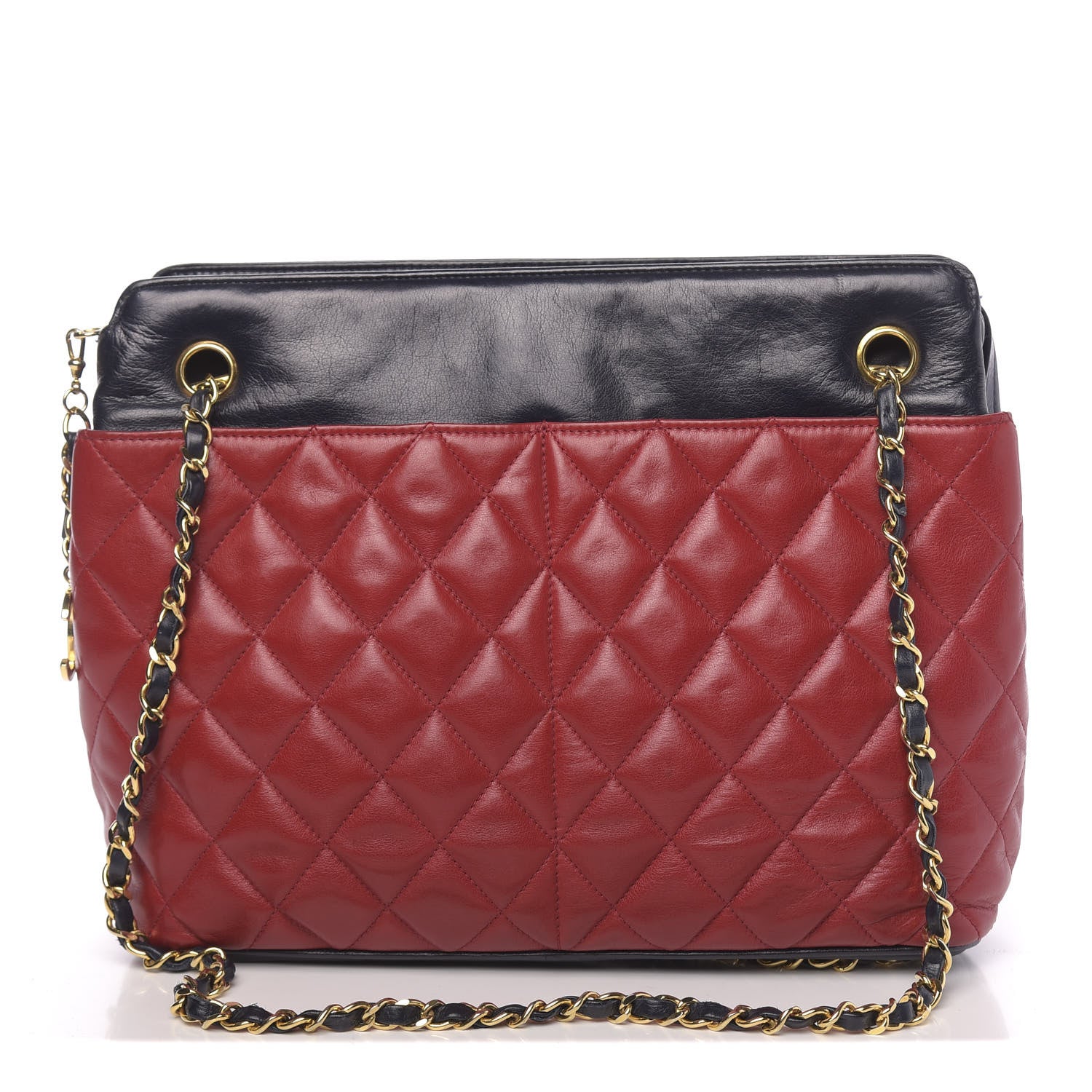 Chanel Lambskin Quilted Shoulder Bag Red Navy 1 of 12