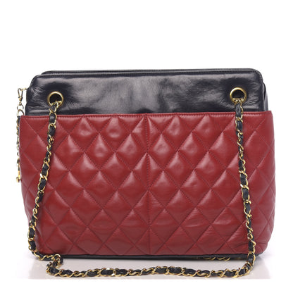 Chanel Lambskin Quilted Shoulder Bag Red Navy 1 of 12