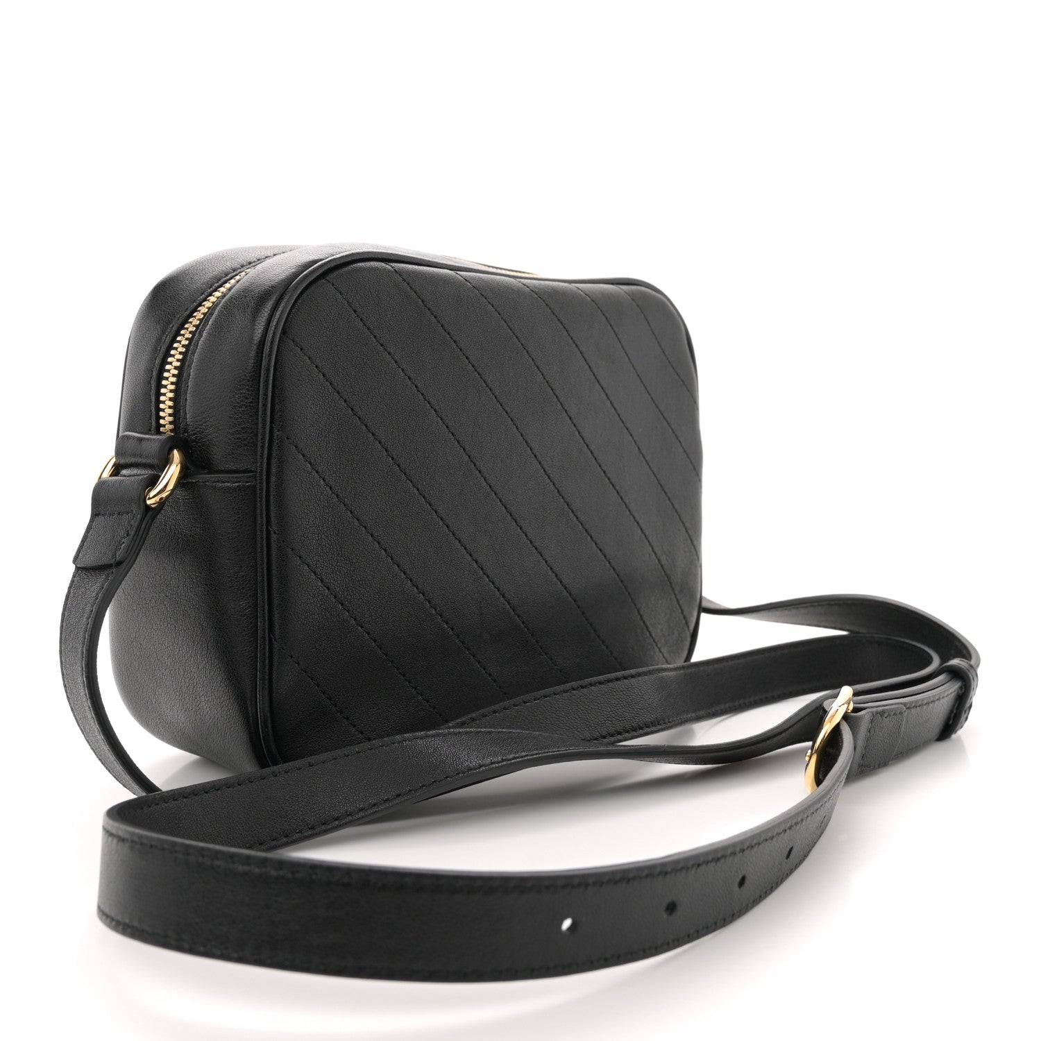 Gucci Sakai Be Green Calfskin Diagonal Stitched Small Blondie Shoulder Bag Black 2 of 10