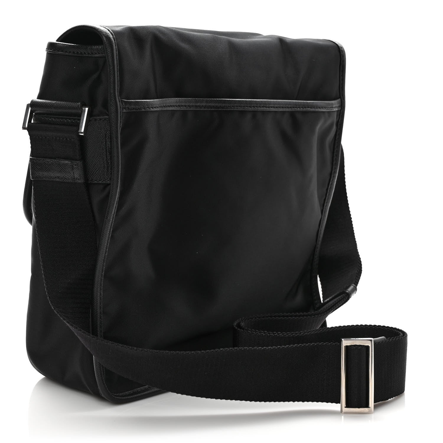 Prada Tessuto Nylon Saffiano Logo Messenger Bag Black 2 of 7