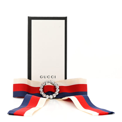 Gucci Grosgrain Web Crystal Neck Bow White Blue Red 5 of 5