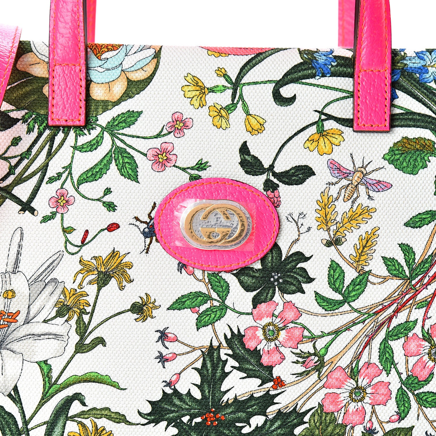 Gucci Canvas Medium Flora Tote Fuchsia 7 of 10