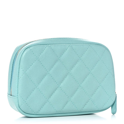 Chanel Caviar Quilted Small Curvy Pouch Cosmetic Case Light Blue 3 of 11