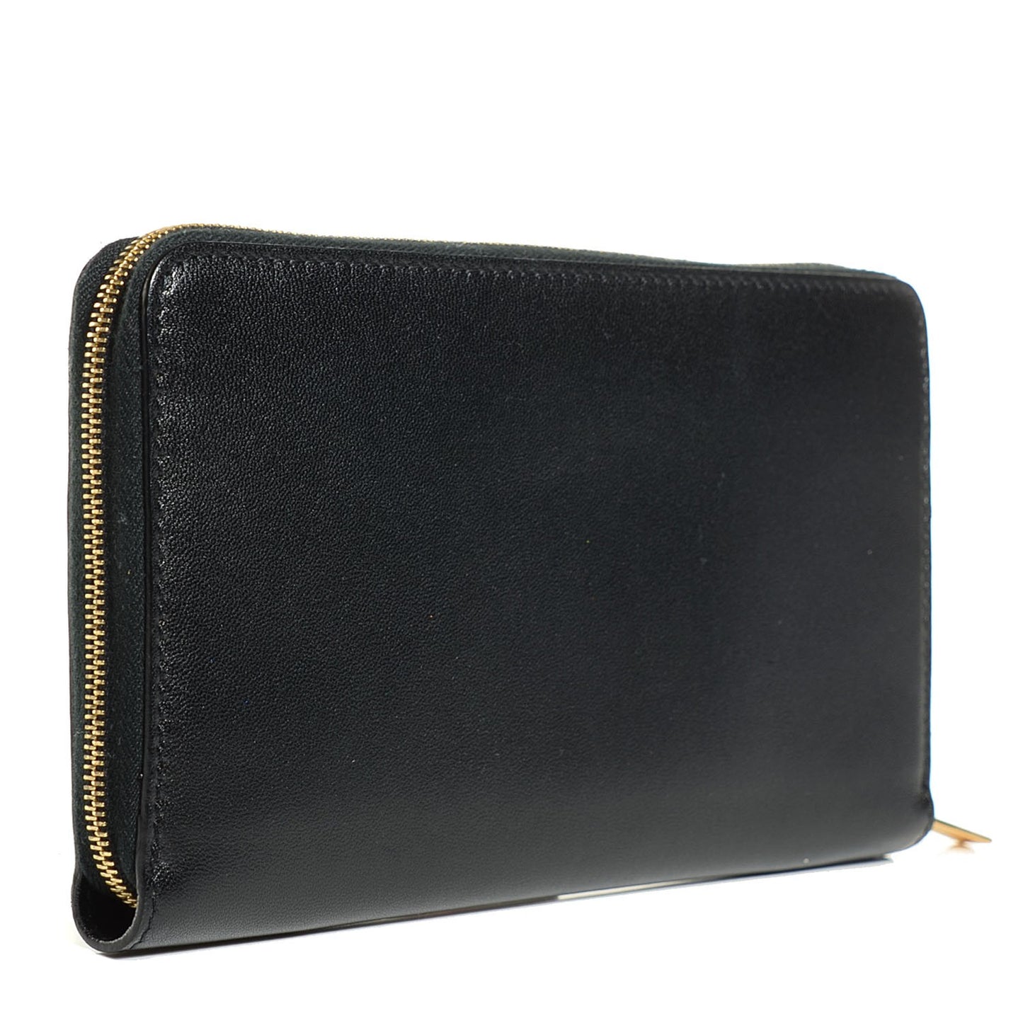 Lambskin Large Zip Around Multifunction Wallet Black