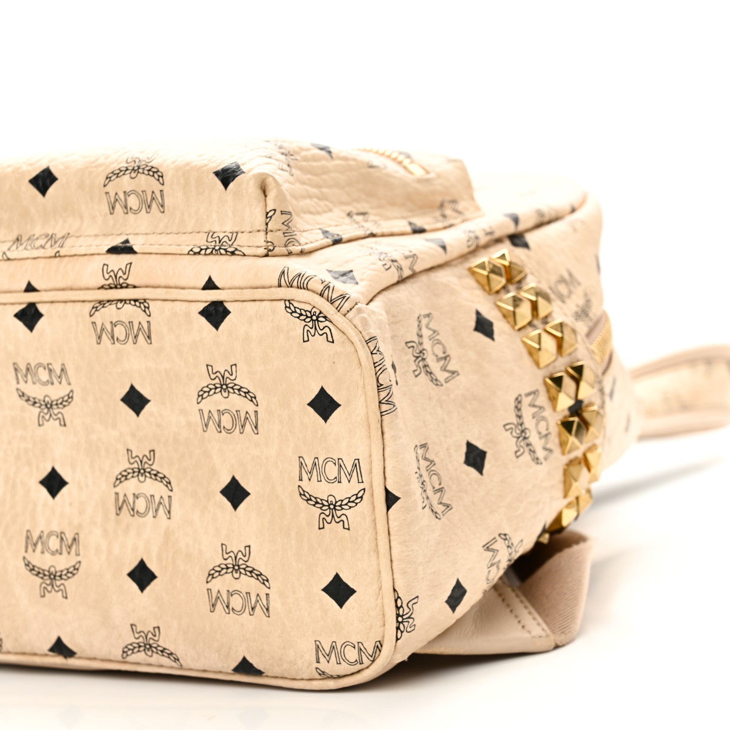 MCM Visetos Small Side Stud Stark Backpack Beige 9 of 9