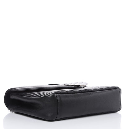 Saint Laurent Sheepskin Matelasse Chevron Monogram Large College Satchel Black 4 of 10