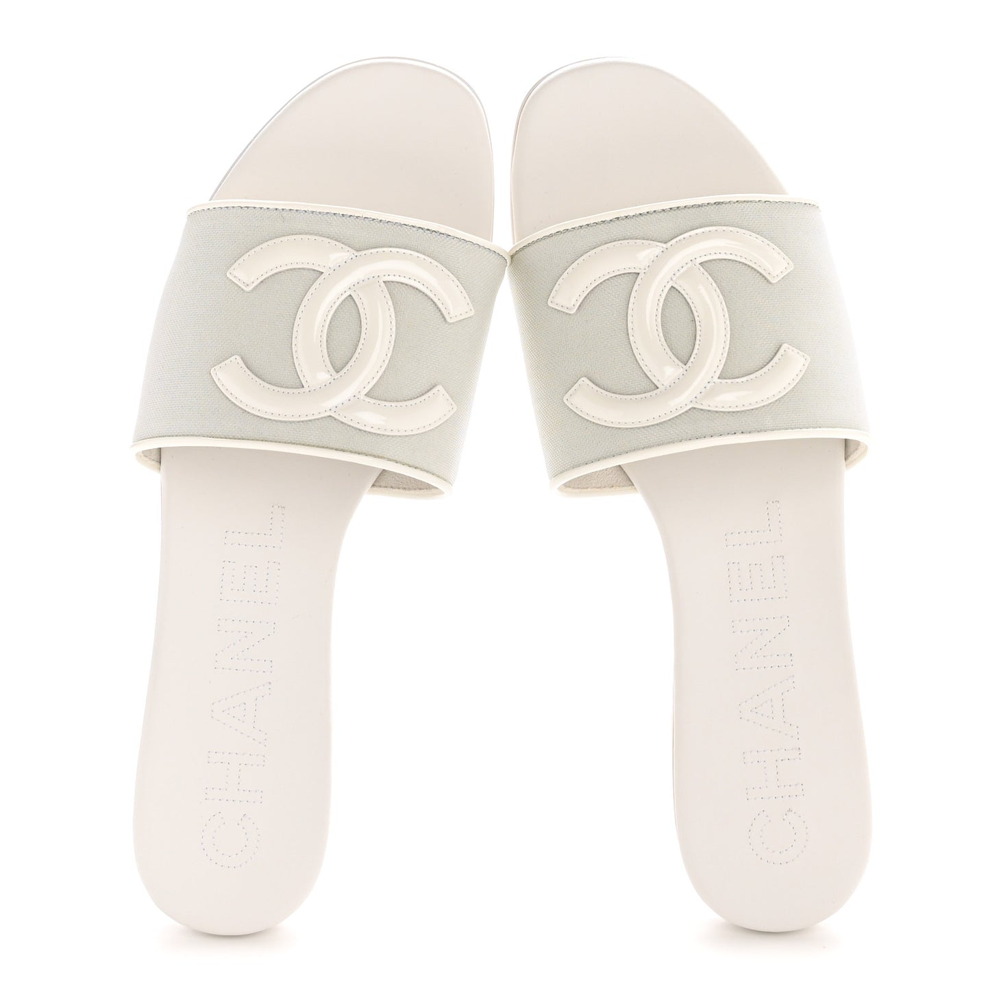 Patent Calfskin CC Mules Sandals 39 White