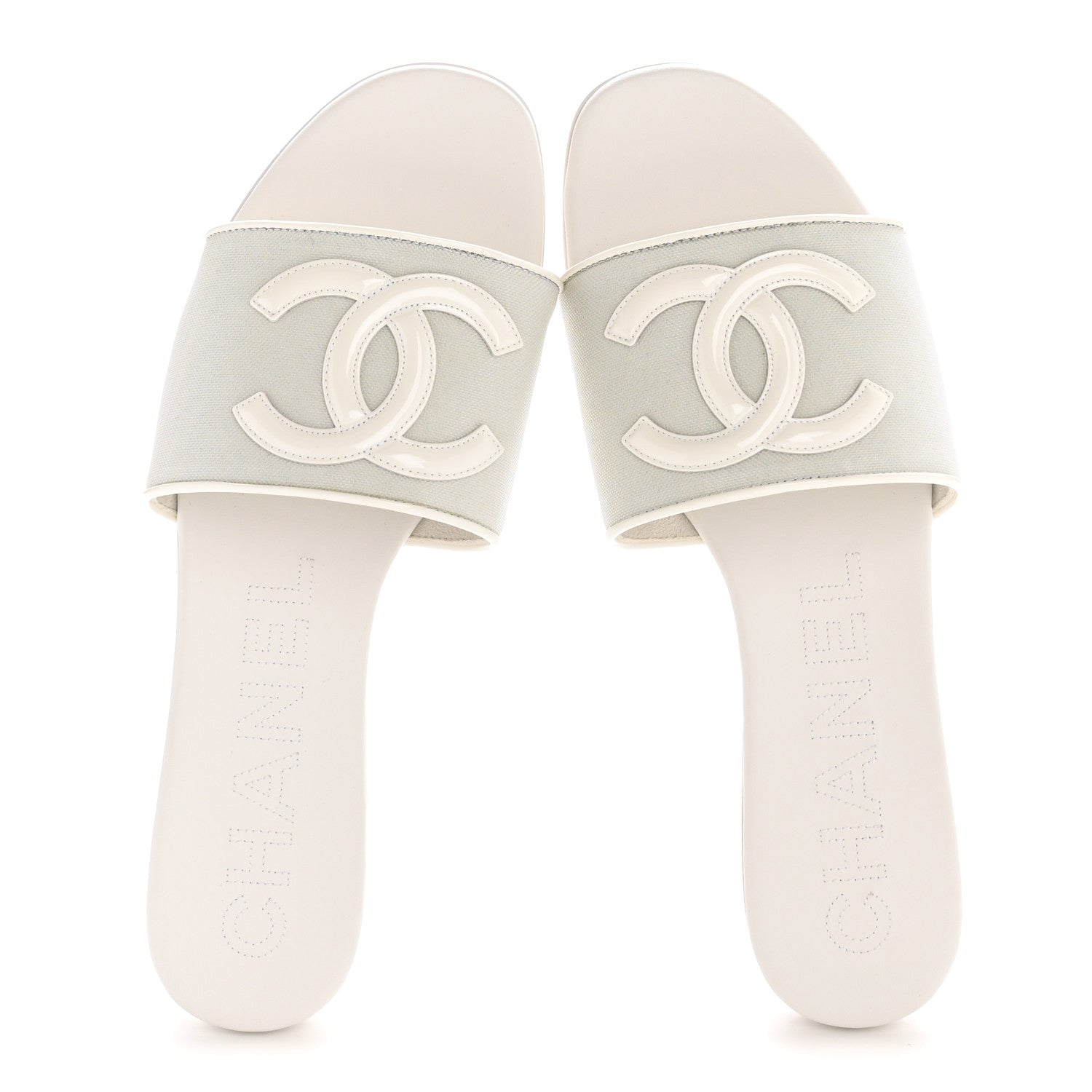 Chanel Patent Calfskin CC Mules Sandals 39 White 2 of 10