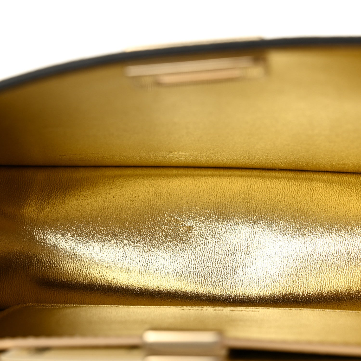 Fendi Crystal Vitello Laminato FF Petite Peekaboo I SEE U Satchel Crystal Platinum Light Gold 5 of 13