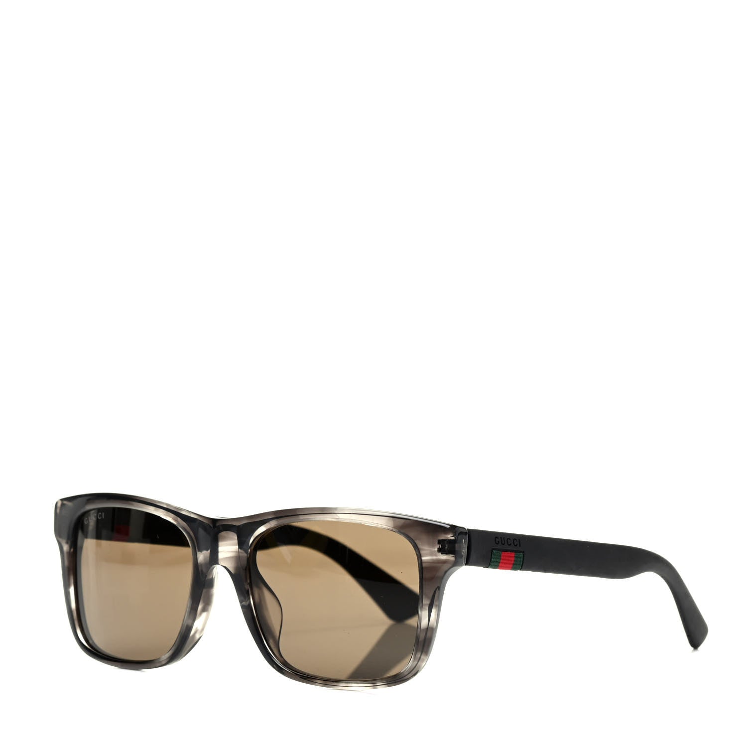 Gucci Square Frame Web Sunglasses GG0008SA Brown Black 1 of 6