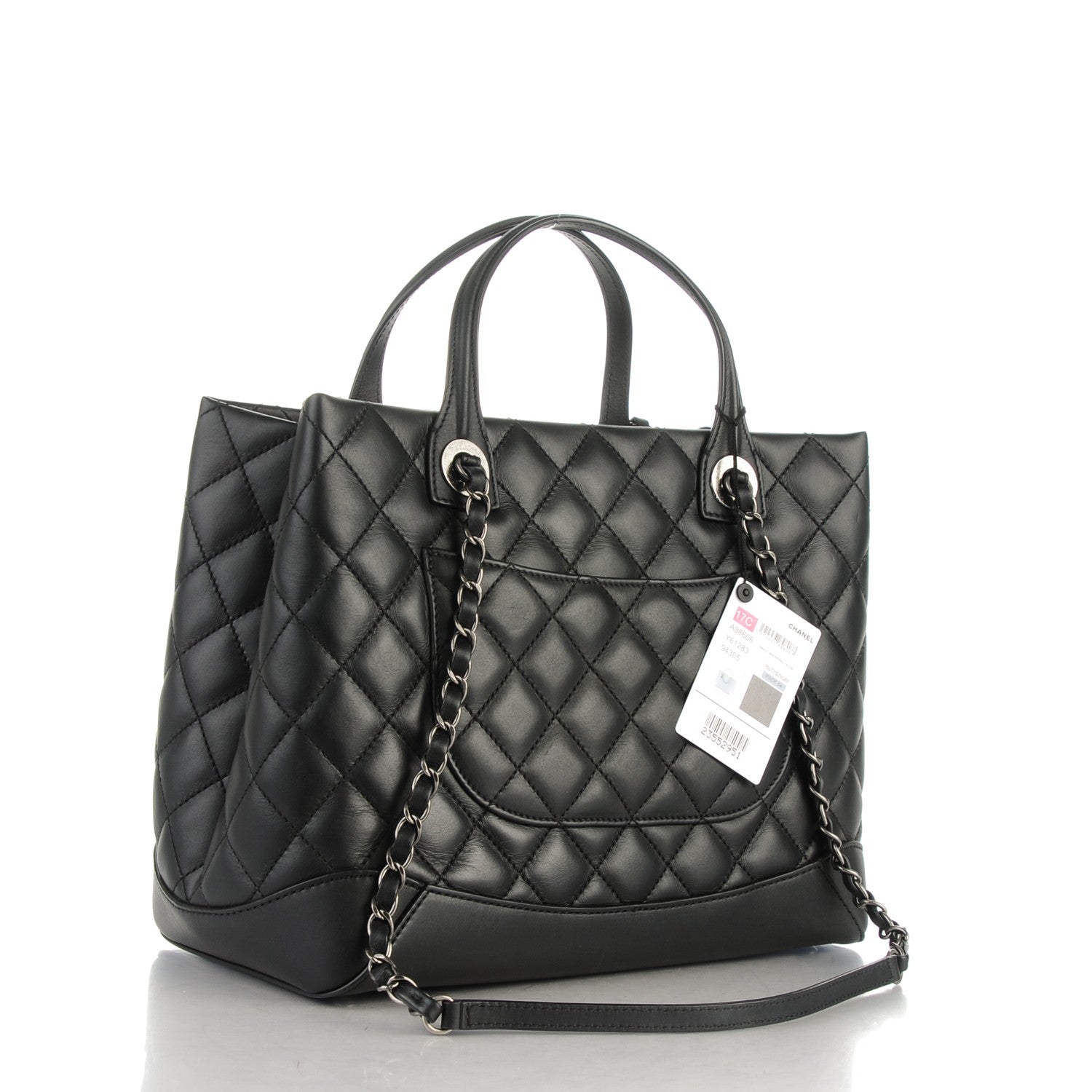 Chanel Calfskin Quilted Small Easy Shopping Tote Black 3 of 7