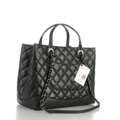 Chanel Calfskin Quilted Small Easy Shopping Tote Black 3 of 7