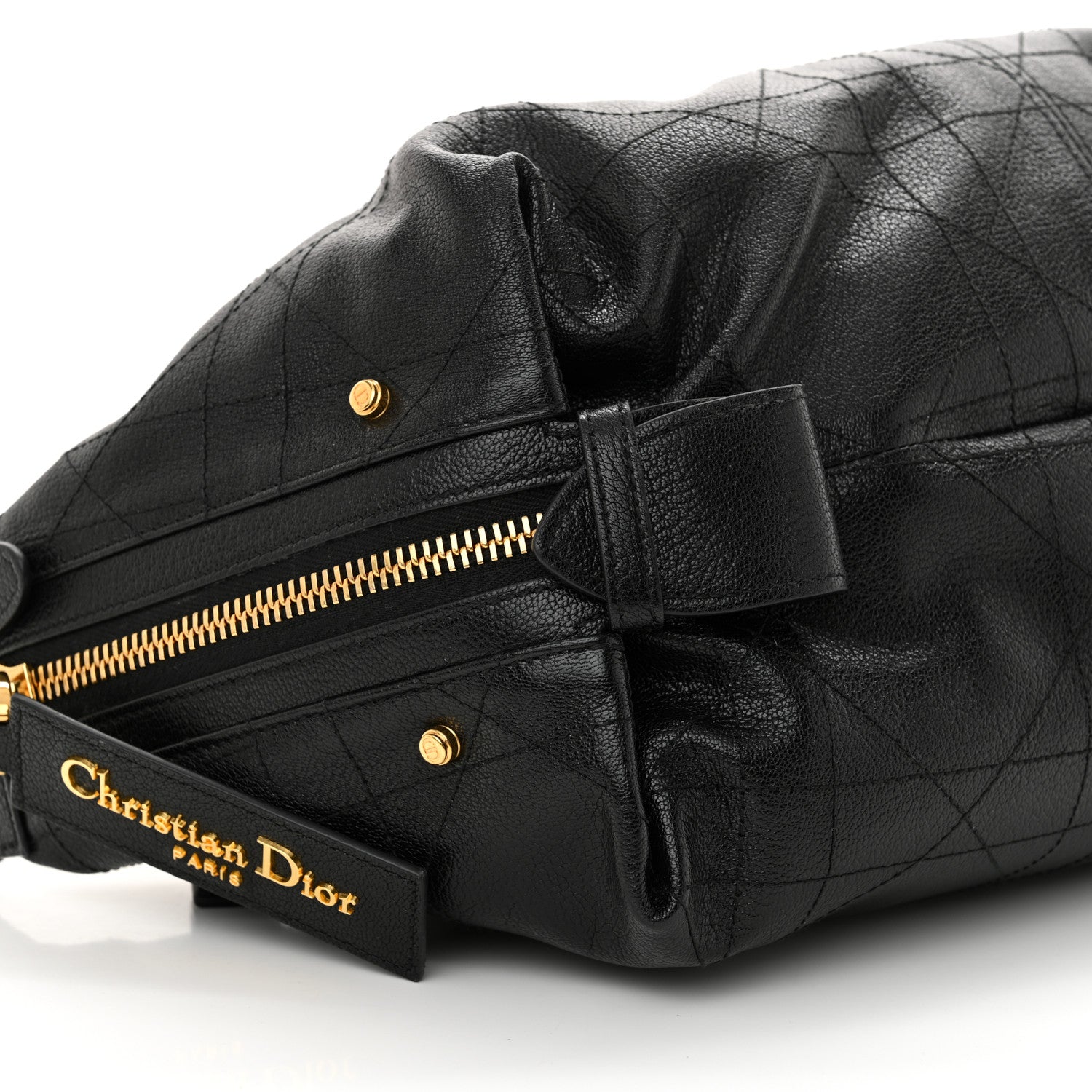 Christian Dior Shiny Grained Calfskin Macrocannage Medium D-Journey Bag Black 9 of 10