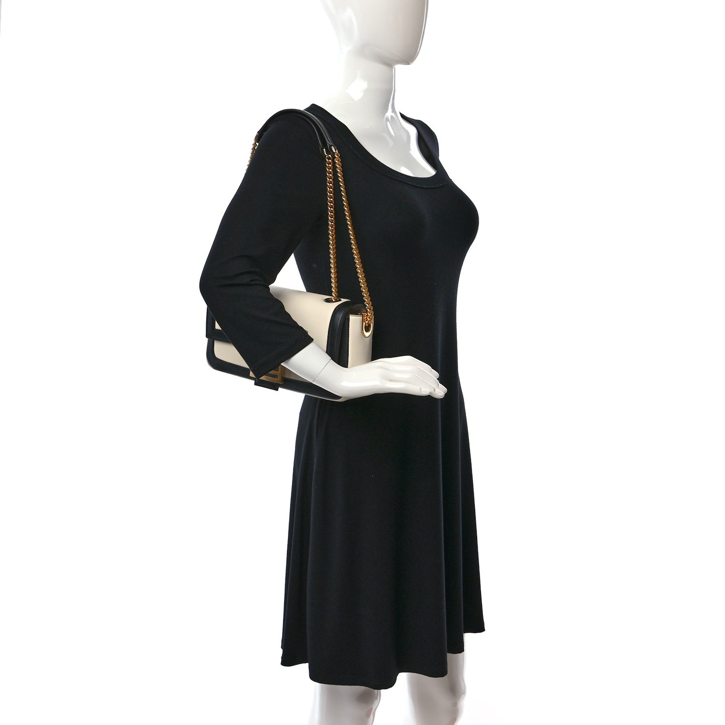 Nappa Apolo Bi-Color Chain Baguette Uovo Black