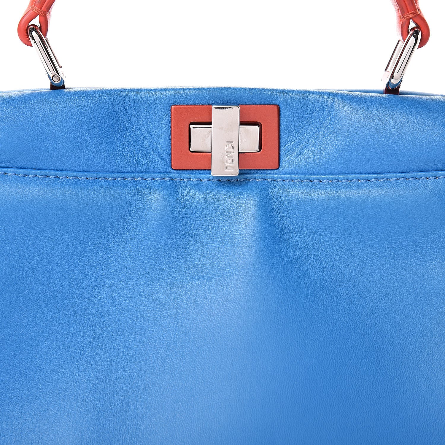 Fendi Nappa Colorblock Mini Peekaboo Iconic Satchel Blue Royal Papavero Cuoio 11 of 19
