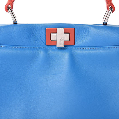 Fendi Nappa Colorblock Mini Peekaboo Iconic Satchel Blue Royal Papavero Cuoio 11 of 19