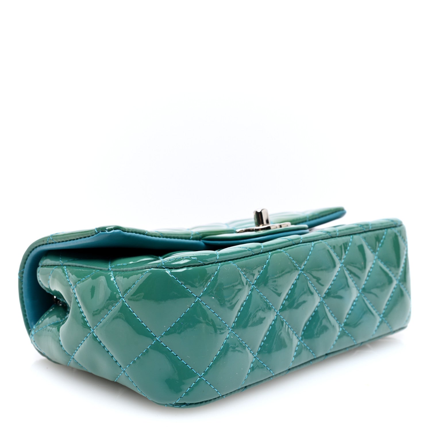 Chanel Patent Calfskin Quilted Mini Rectangular Flap Green 4 of 10