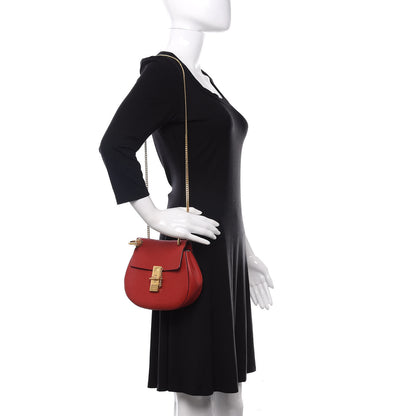 Chloe Grained Lambskin Mini Drew Shoulder Bag Plaid Red 2 of 12