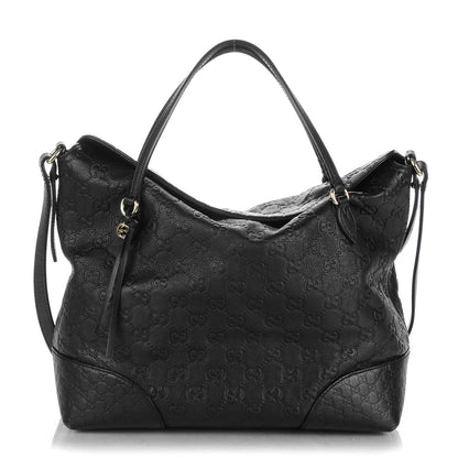 Gucci Guccissima Medium Bree Foldover Tote Black 1 of 7