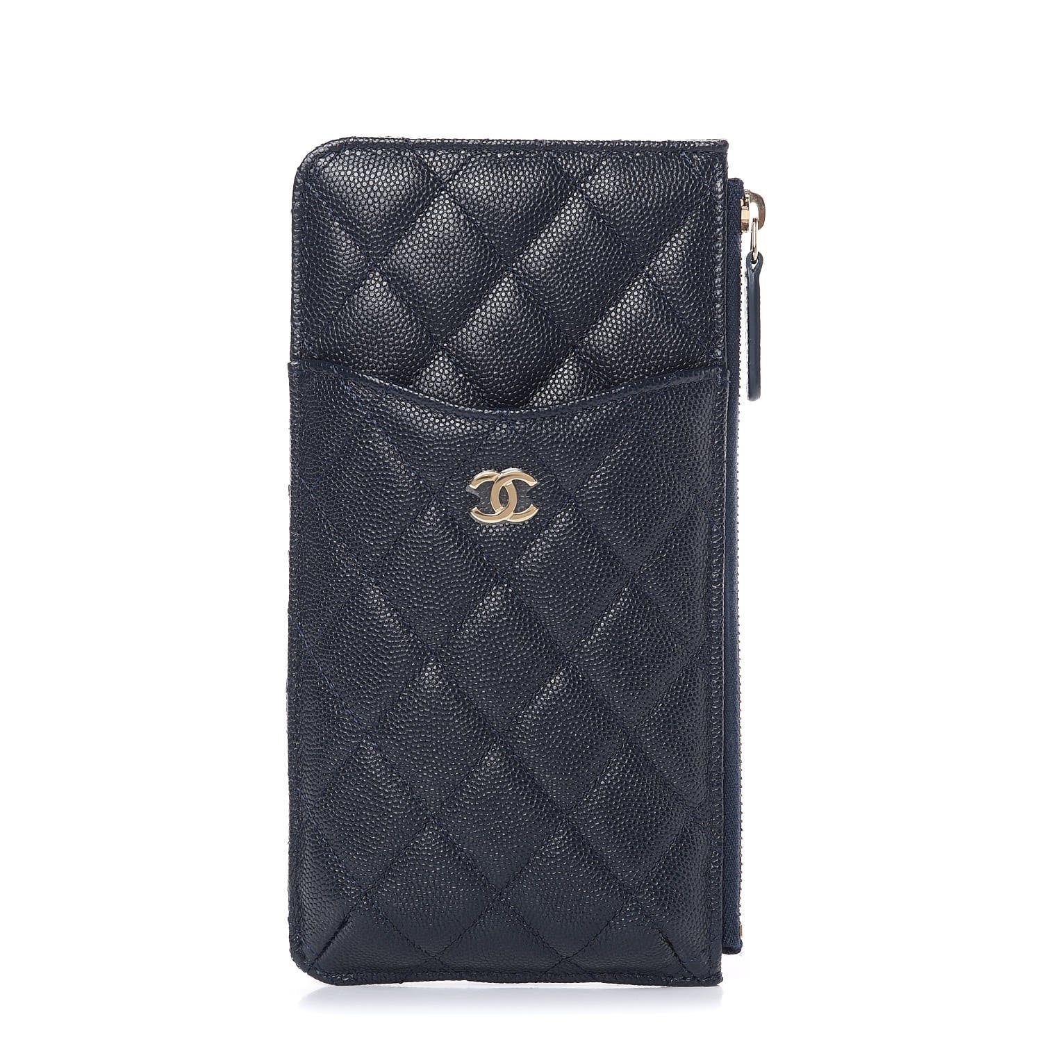 Chanel Caviar Quilted Classic Flat Wallet Pouch Navy 1 of 8