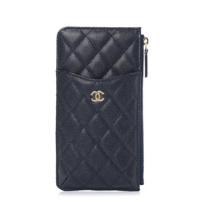 Chanel Caviar Quilted Classic Flat Wallet Pouch Navy 1 of 8
