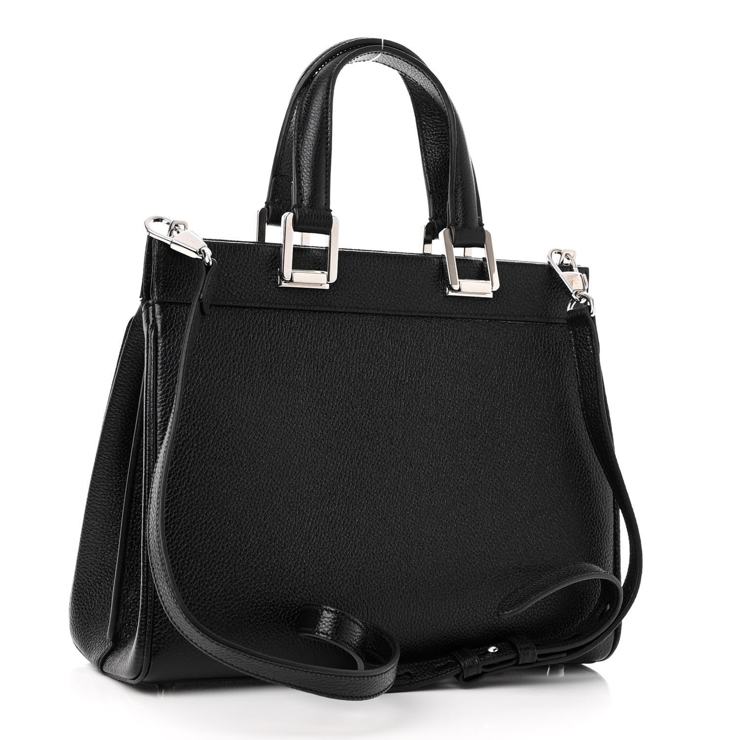 Grainy Calfskin Small Zumi Top Handle Bag Black