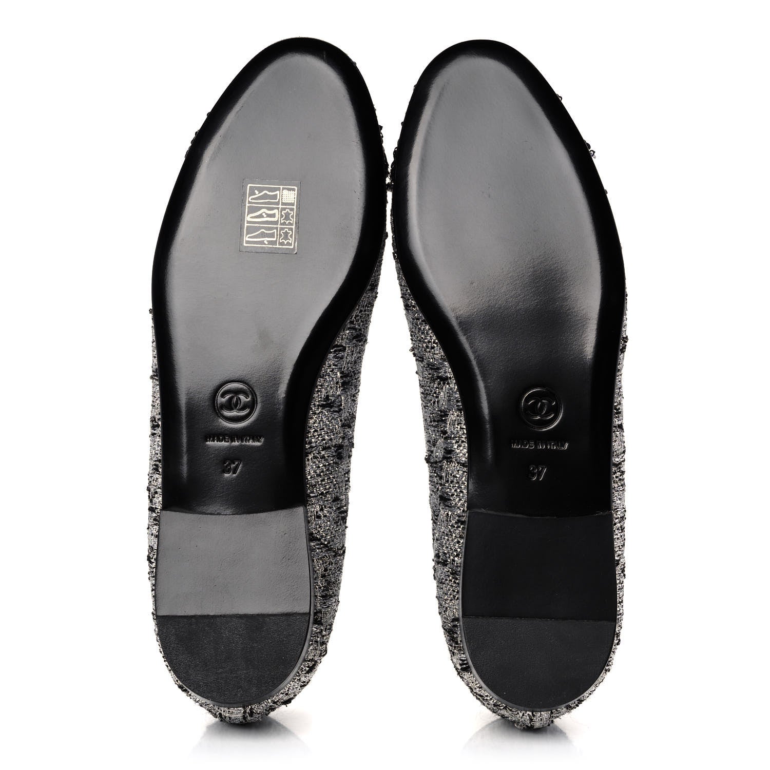 Chanel Tweed Sequin Cap Toe Ballerina Flats 37 Black Blue 5 of 11