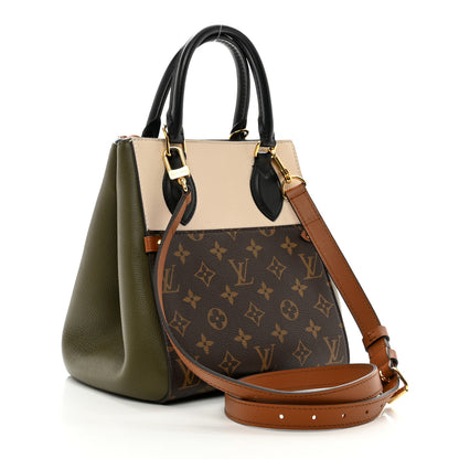 Louis Vuitton Calfskin Monogram Fold Tote PM Cream Khaki Black 3 of 13