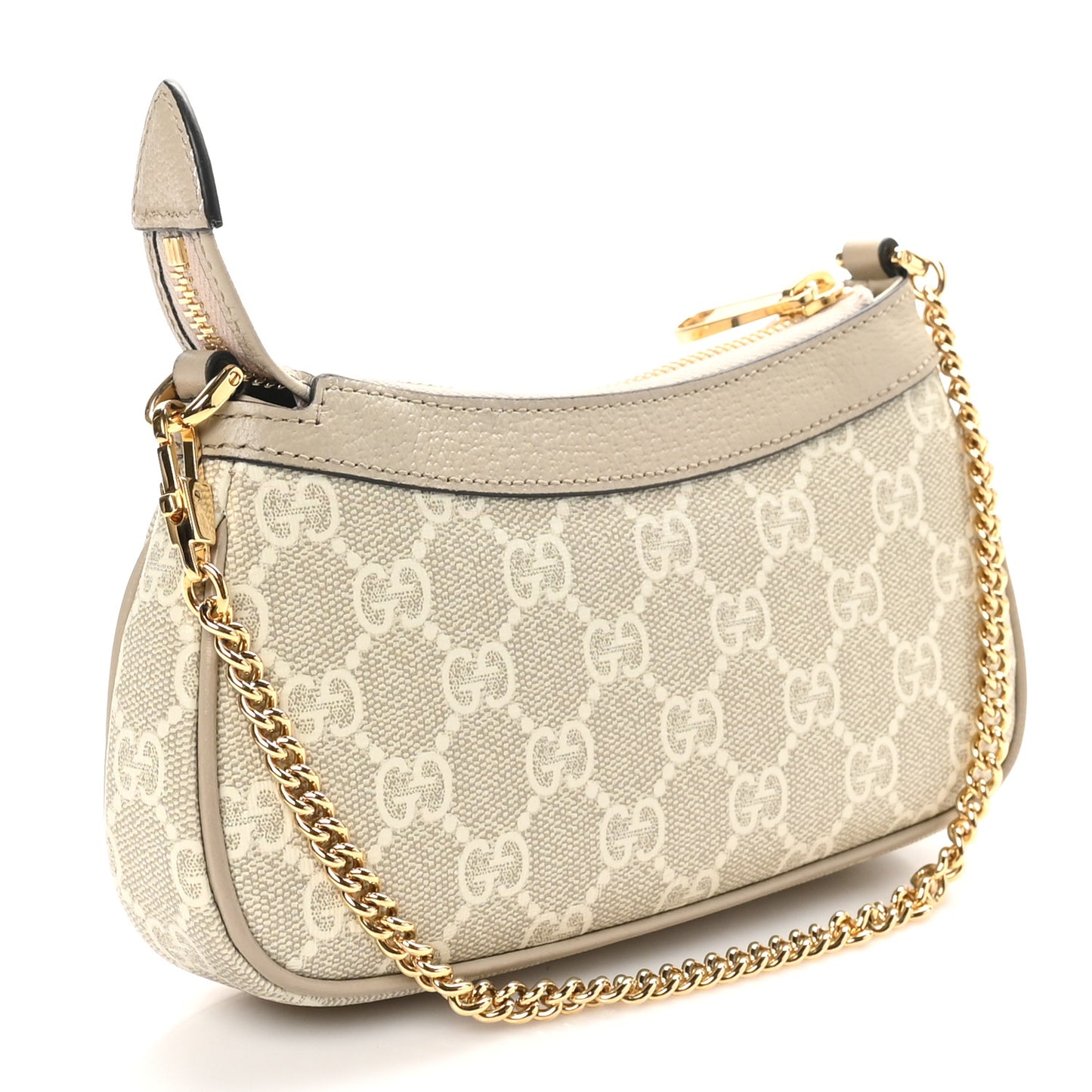 GG Supreme Monogram Textured Dollar Calfskin Web Mini Ophidia GG Handbag Beige Mystic White Oatmeal