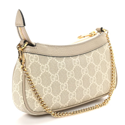 Gucci GG Supreme Monogram Textured Dollar Calfskin Web Mini Ophidia GG Handbag Beige Mystic White Oatmeal 3 of 11