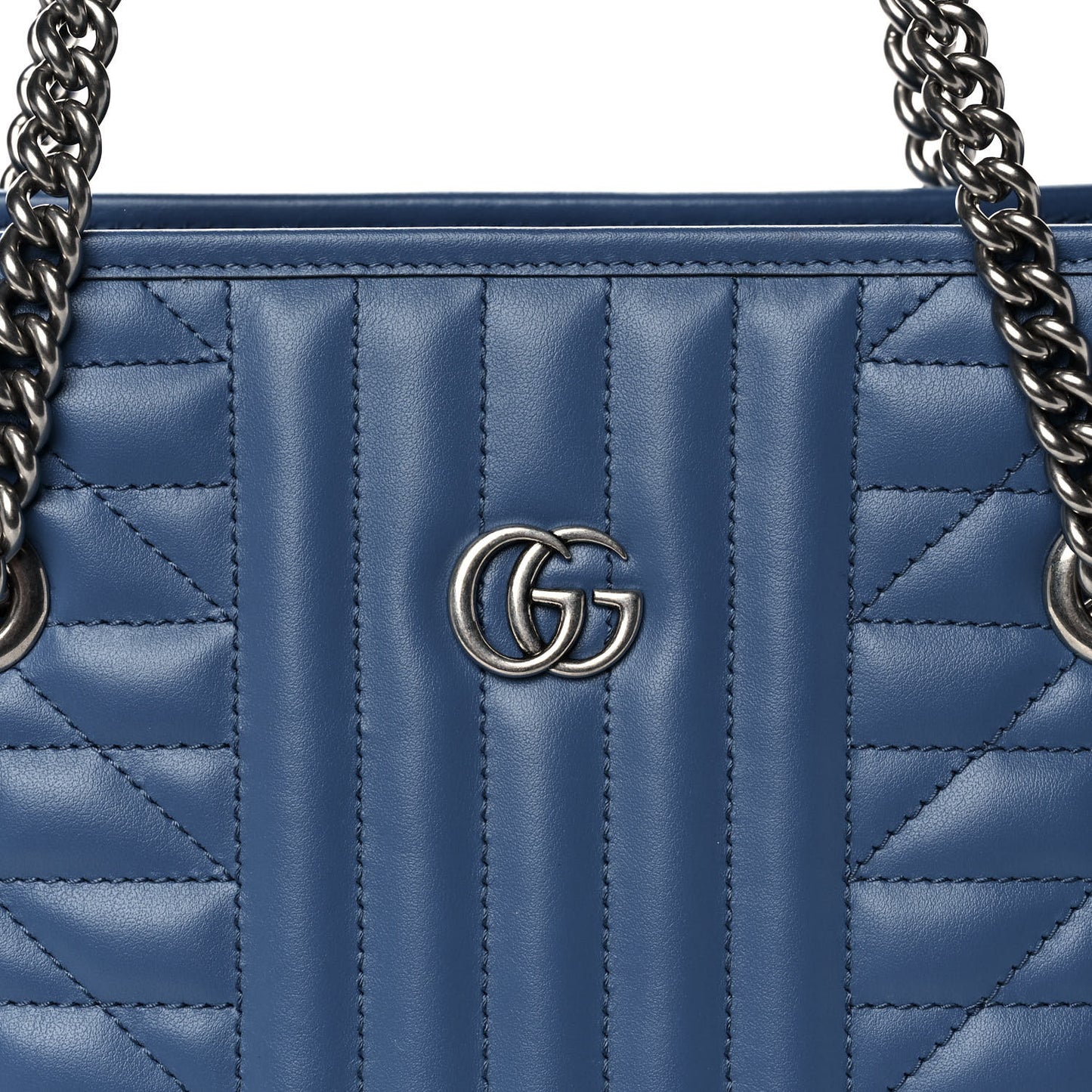 Calfskin Matelasse Aria Medium GG Marmont Shoulder Tote Clear Blue