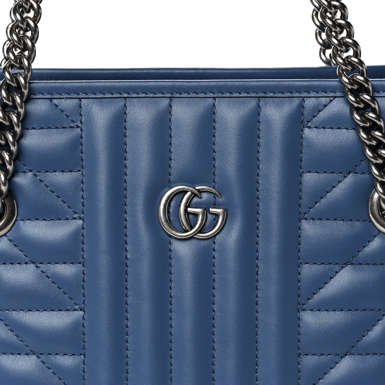 Gucci Calfskin Matelasse Aria Medium GG Marmont Shoulder Tote Clear Blue 7 of 10