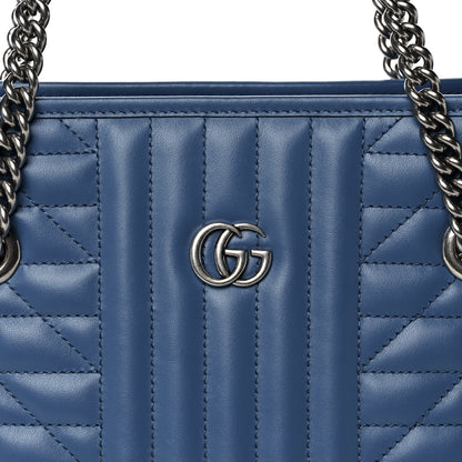 Gucci Calfskin Matelasse Aria Medium GG Marmont Shoulder Tote Clear Blue 7 of 10