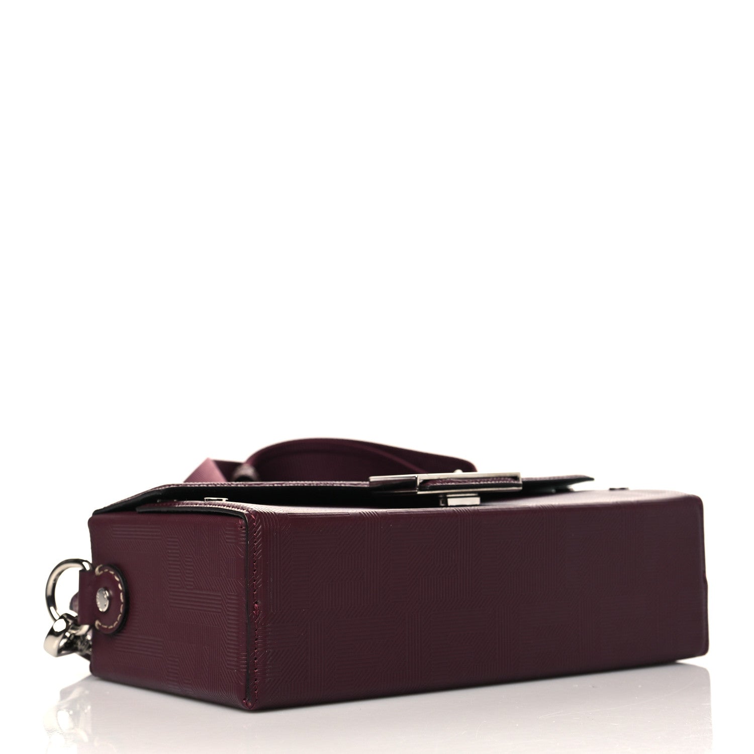 Fendi Vitello King FF Lines Embossed Baguette Soft Trunk Burgundy 3 of 5