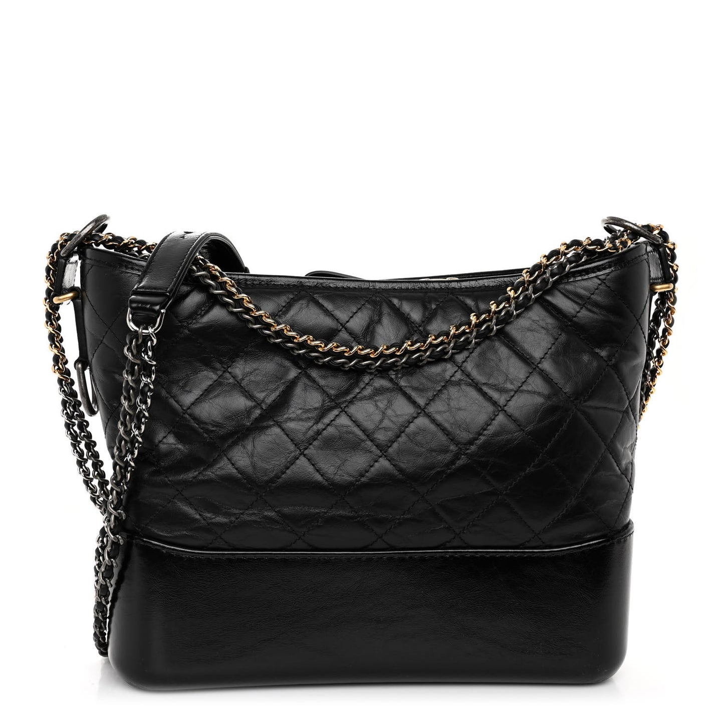 Aged Calfskin Quilted Medium Gabrielle Hobo Black