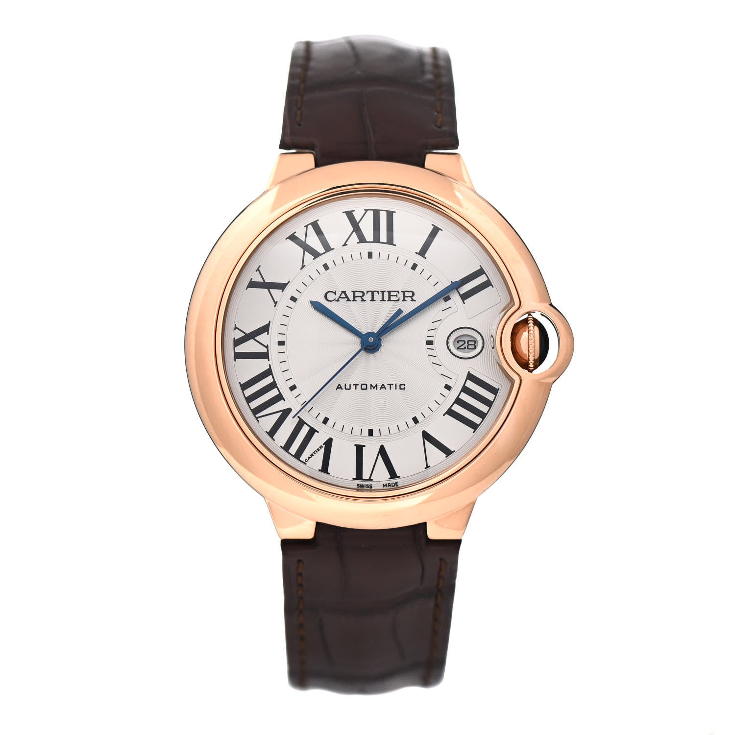 Cartier 18K Pink Gold Alligator 42mm Ballon Bleu De Cartier Automatic Watch 1 of 4