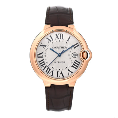 Cartier 18K Pink Gold Alligator 42mm Ballon Bleu De Cartier Automatic Watch 1 of 4