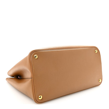 Prada Saffiano Cuir Medium Double Bag Caramel Fuoco 4 of 9