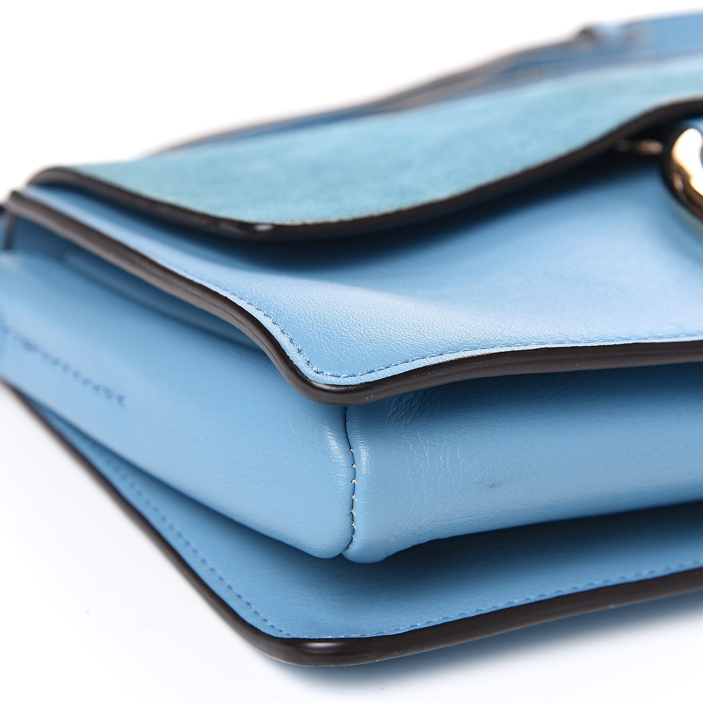 Suede Calfskin Small Faye Shoulder Bag Vinyl Blue