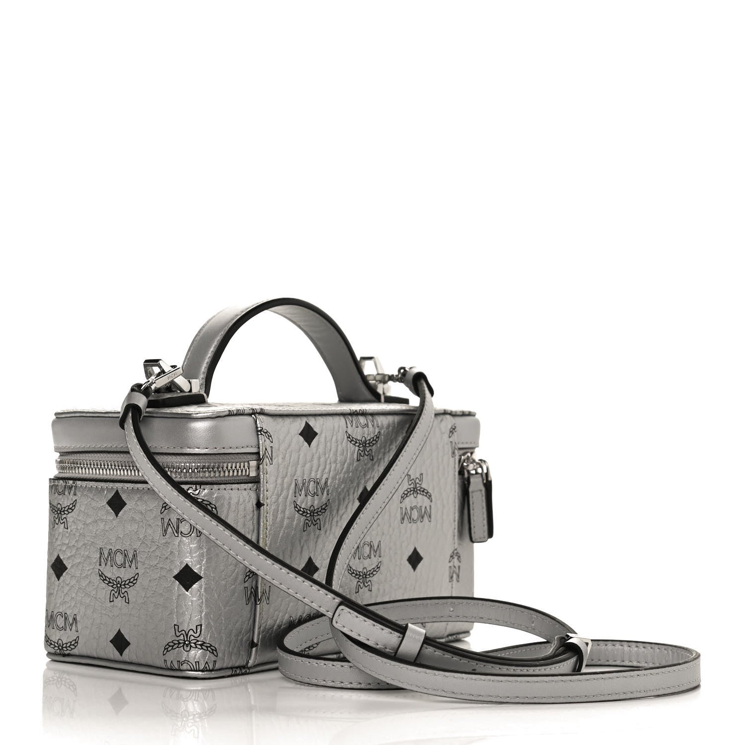 MCM Metallic Visetos Vanity Case Silver 3 of 10