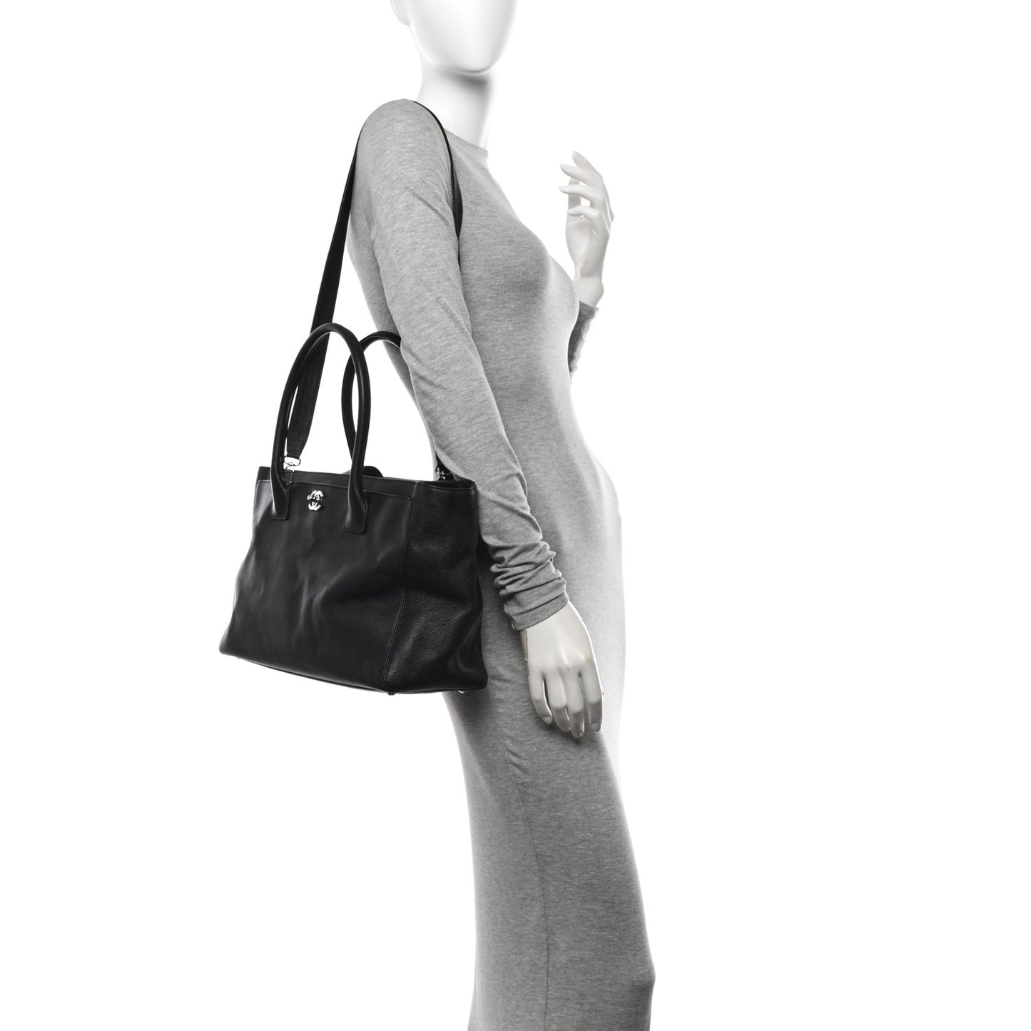 Calfskin Cerf Executive Shopper Tote Black