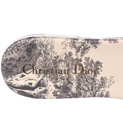 Christian Dior Canvas Toile De Jouy Embroidered Dway Flat Slide Sandals 36.5 Grey Stone 7 of 10