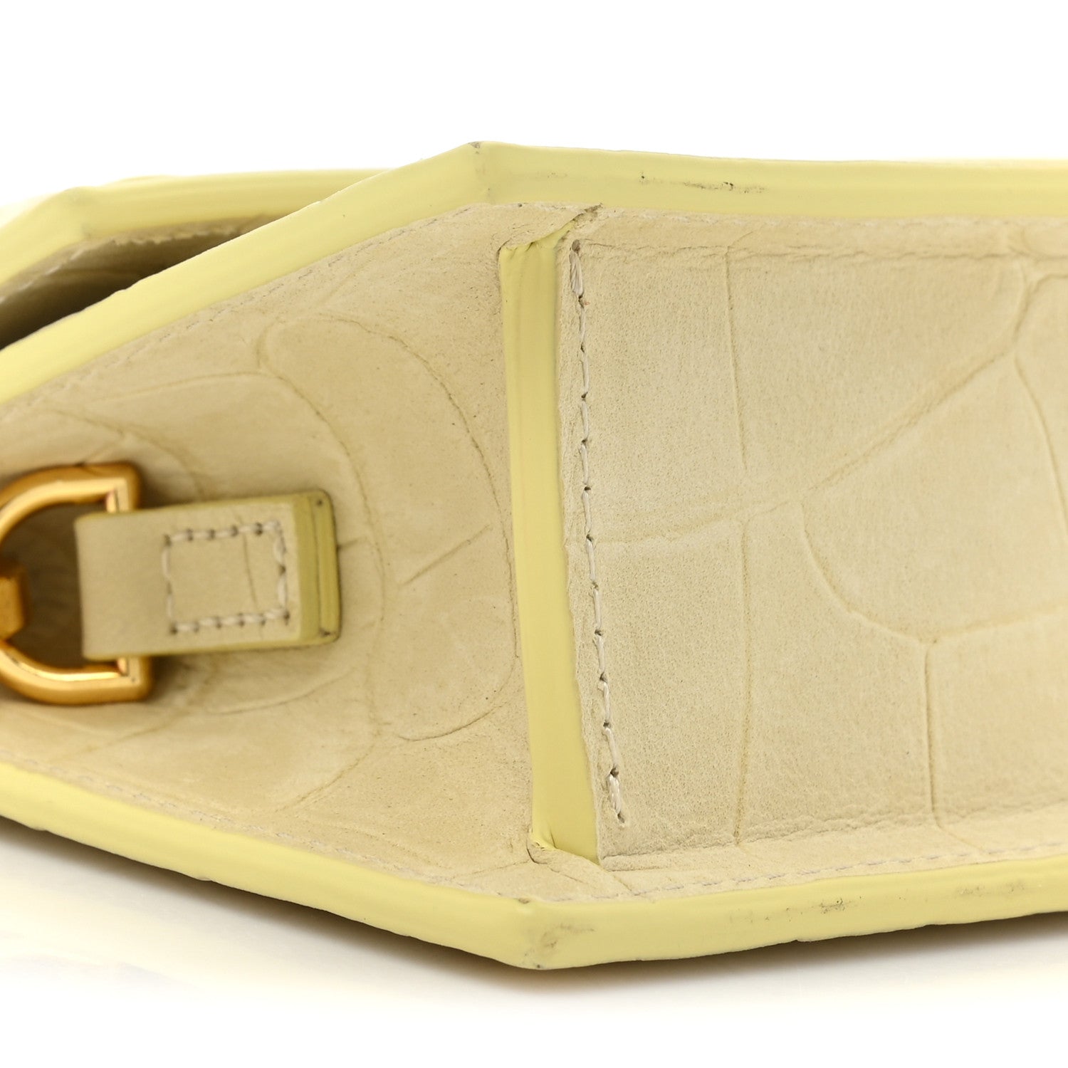 Jacquemus Calfskin Crocodile Embossed Le Chiquito Long Pale Yellow 8 of 14