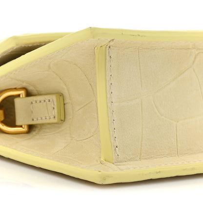 Jacquemus Calfskin Crocodile Embossed Le Chiquito Long Pale Yellow 8 of 14